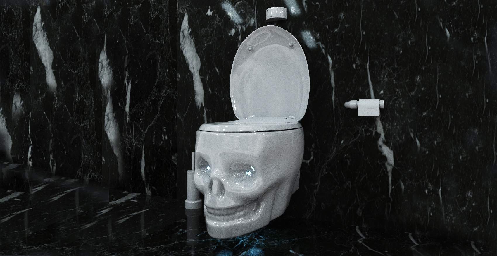 blanc water throne wc tete de mort toilet skull